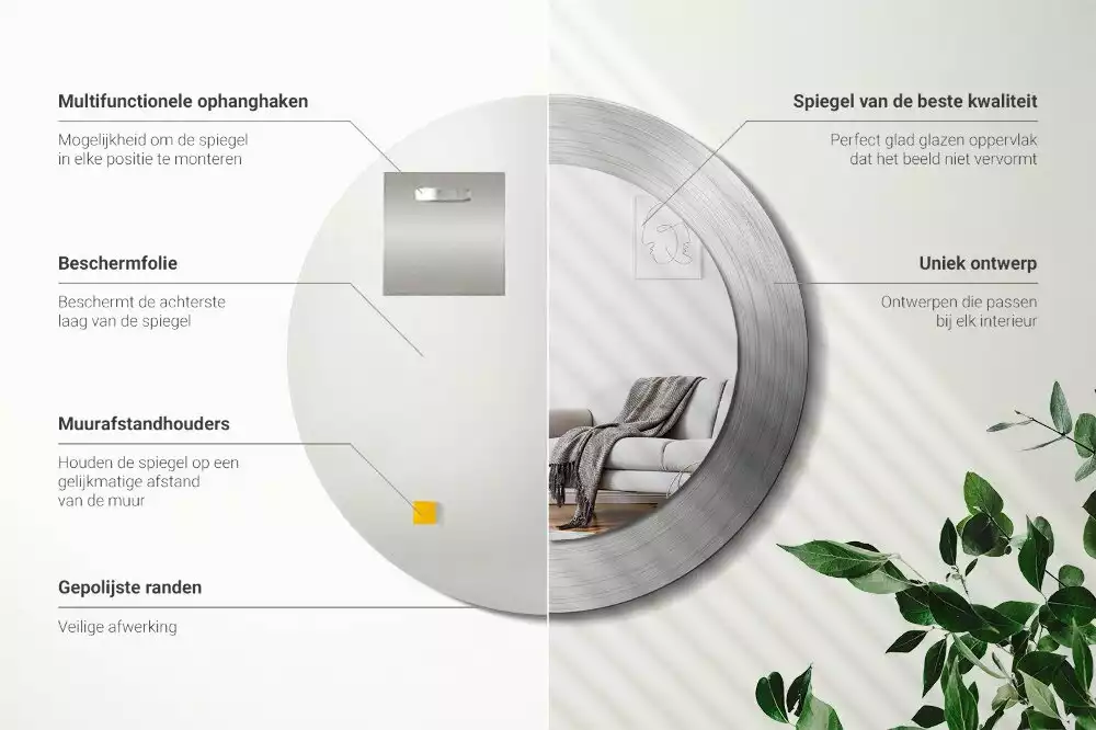 Espejo redondo impreso Imitación de metal