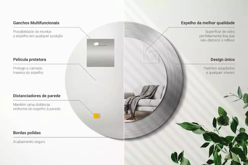 Espejo redondo impreso Imitación de metal