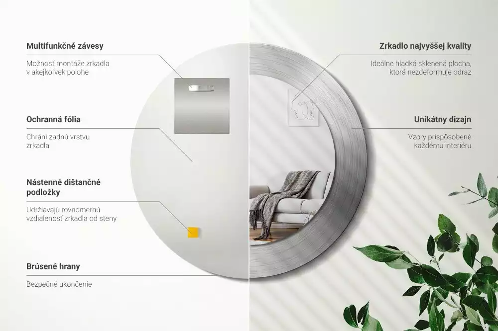 Espejo redondo impreso Imitación de metal