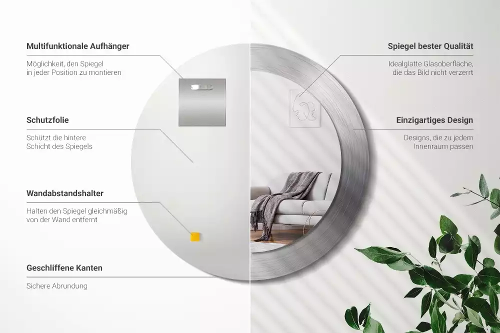 Espejo redondo impreso Imitación de metal