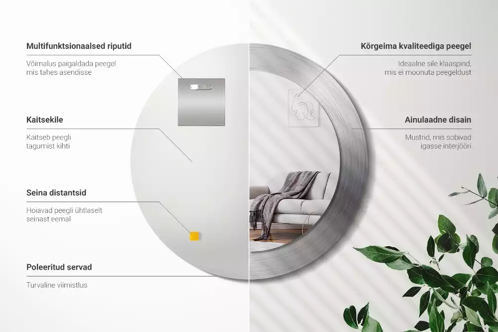 Espejo redondo impreso Imitación de metal