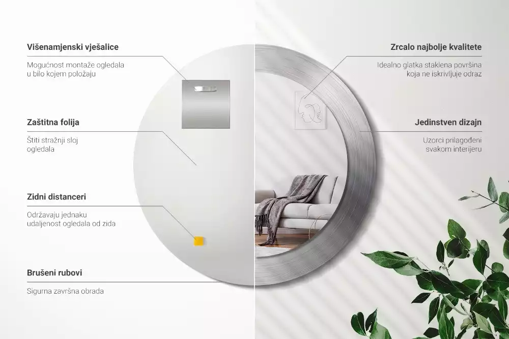 Espejo redondo impreso Imitación de metal