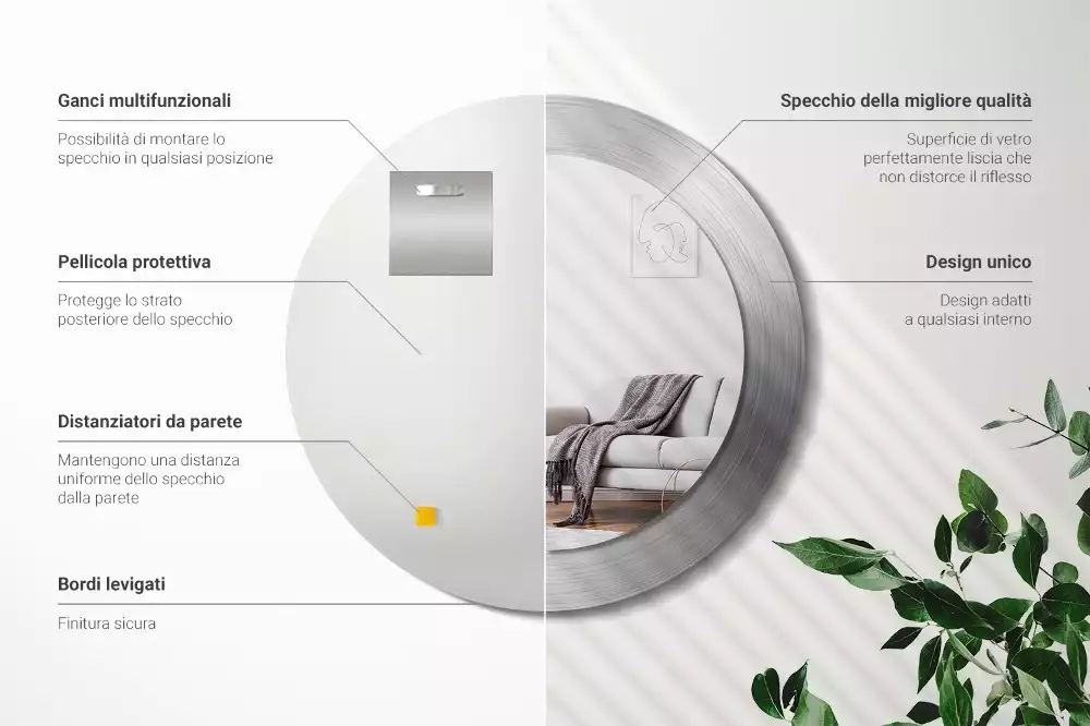 Espejo redondo impreso Imitación de metal