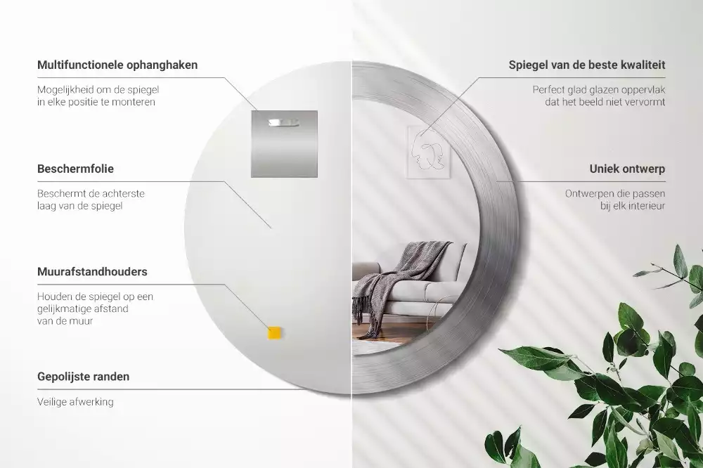 Espejo redondo impreso Imitación de metal