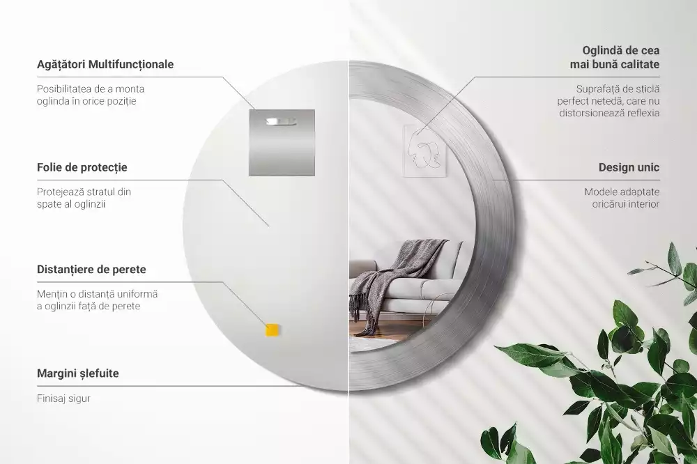 Espejo redondo impreso Imitación de metal