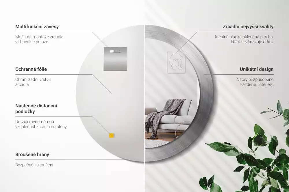 Espejo redondo impreso Imitación de metal