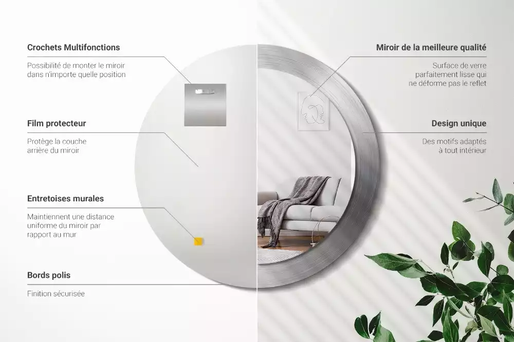 Espejo redondo impreso Imitación de metal