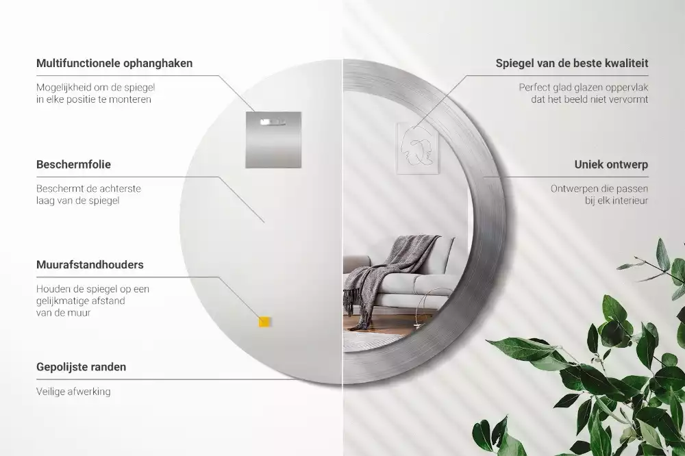 Espejo redondo impreso Imitación de metal