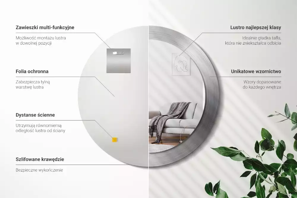 Espejo redondo impreso Imitación de metal