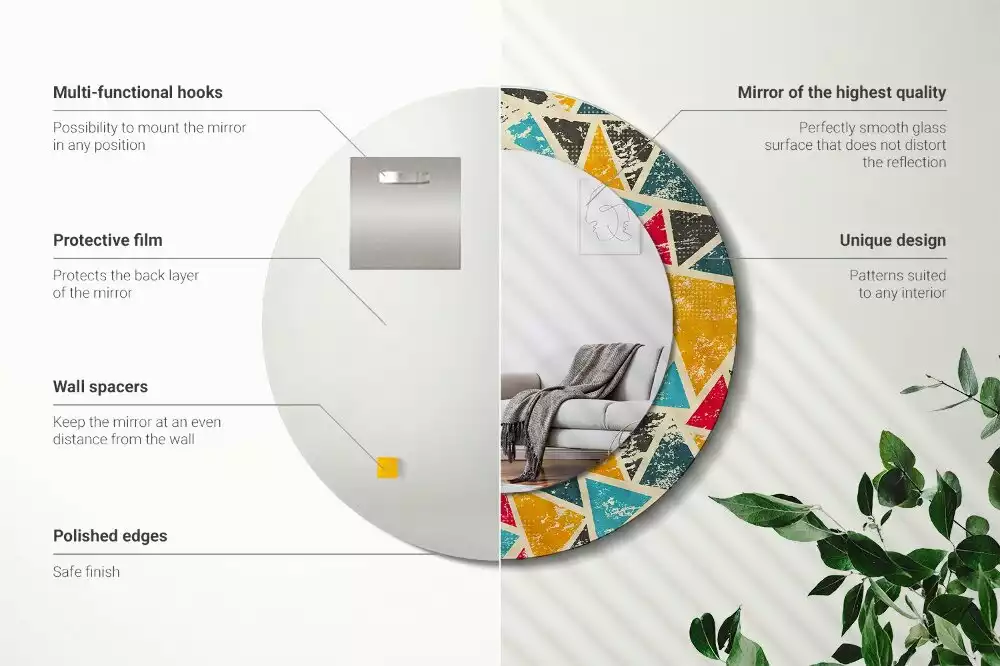 Espejo redondo impreso Composición retro