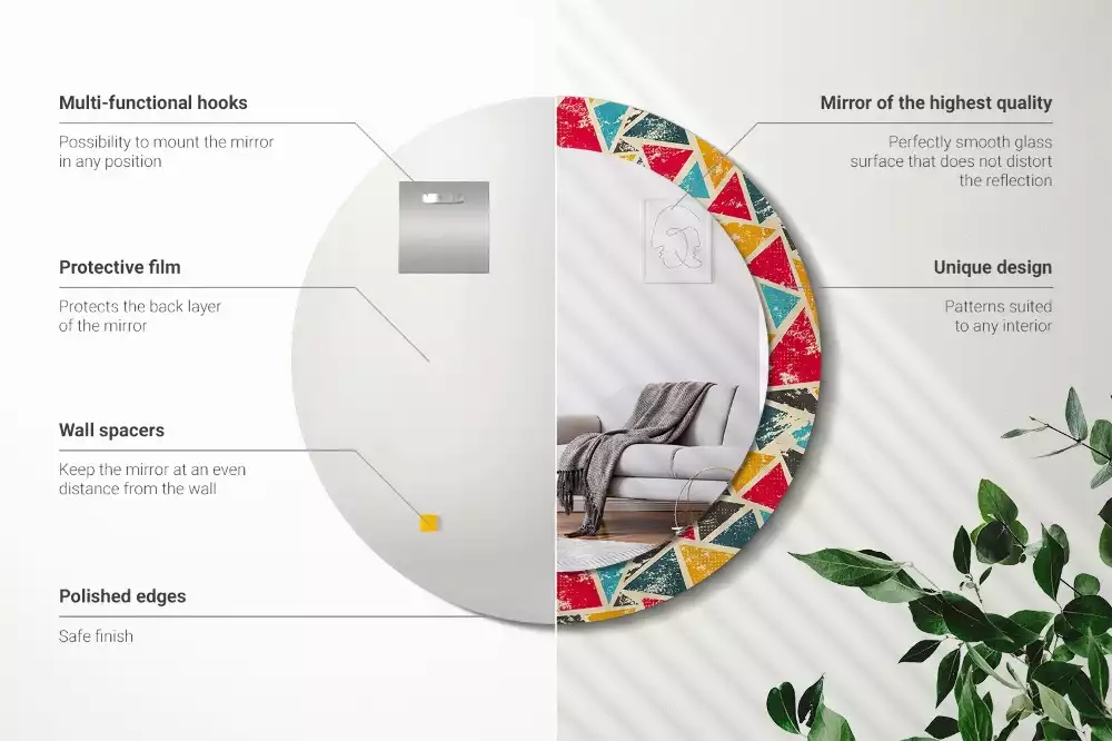 Espejo redondo impreso Composición retro