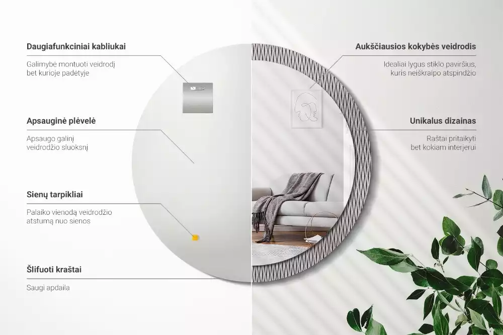 Espejo redondo con decoración Patrón de puntos geométricos