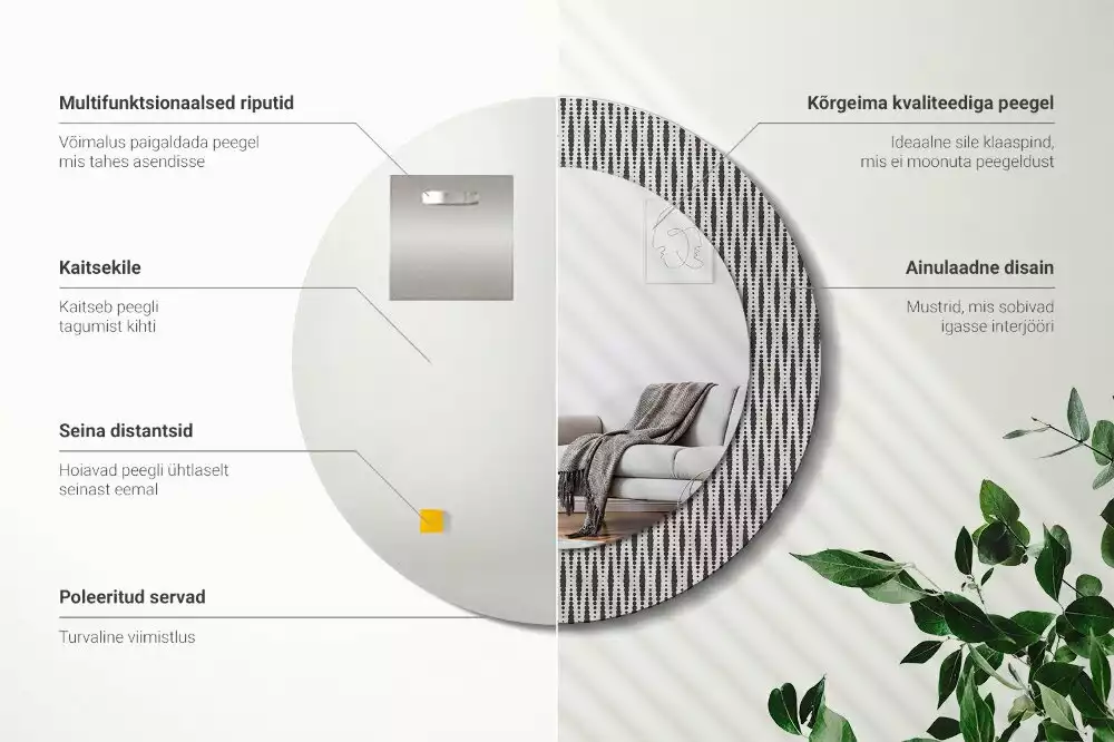 Espejo redondo con decoración Patrón de puntos geométricos