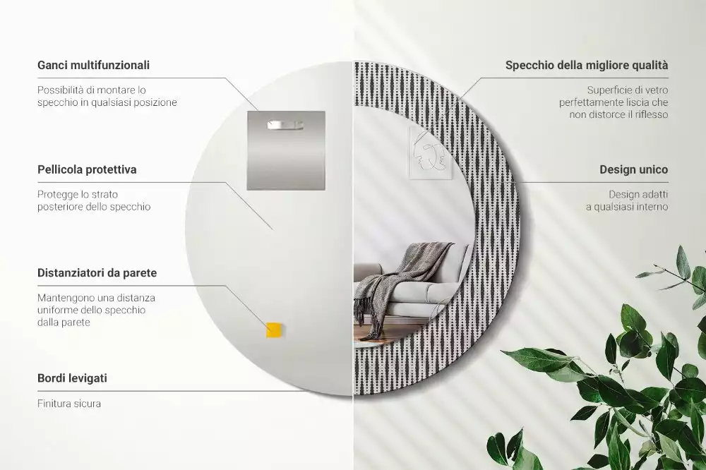 Espejo redondo con decoración Patrón de puntos geométricos