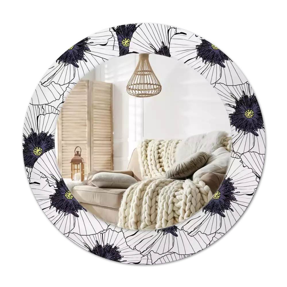 Espejo redondo con decoración Arreglo floral