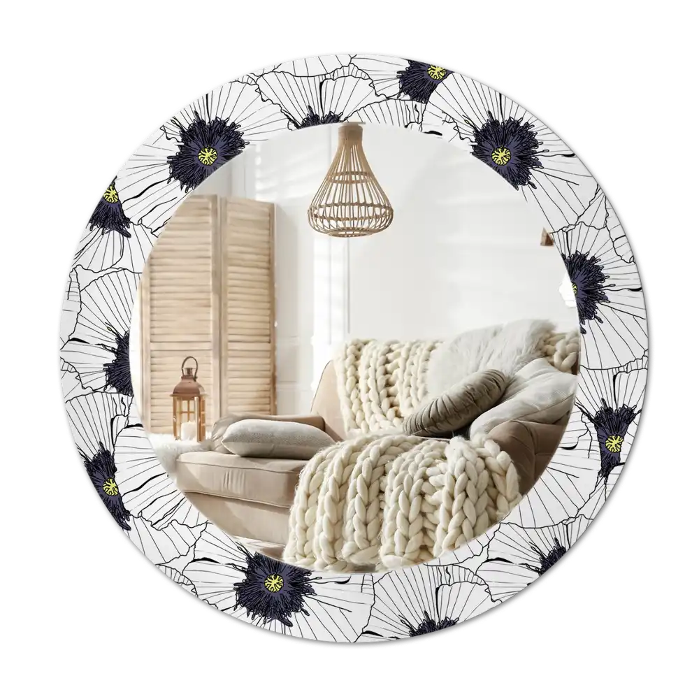 Espejo redondo con decoración Arreglo floral