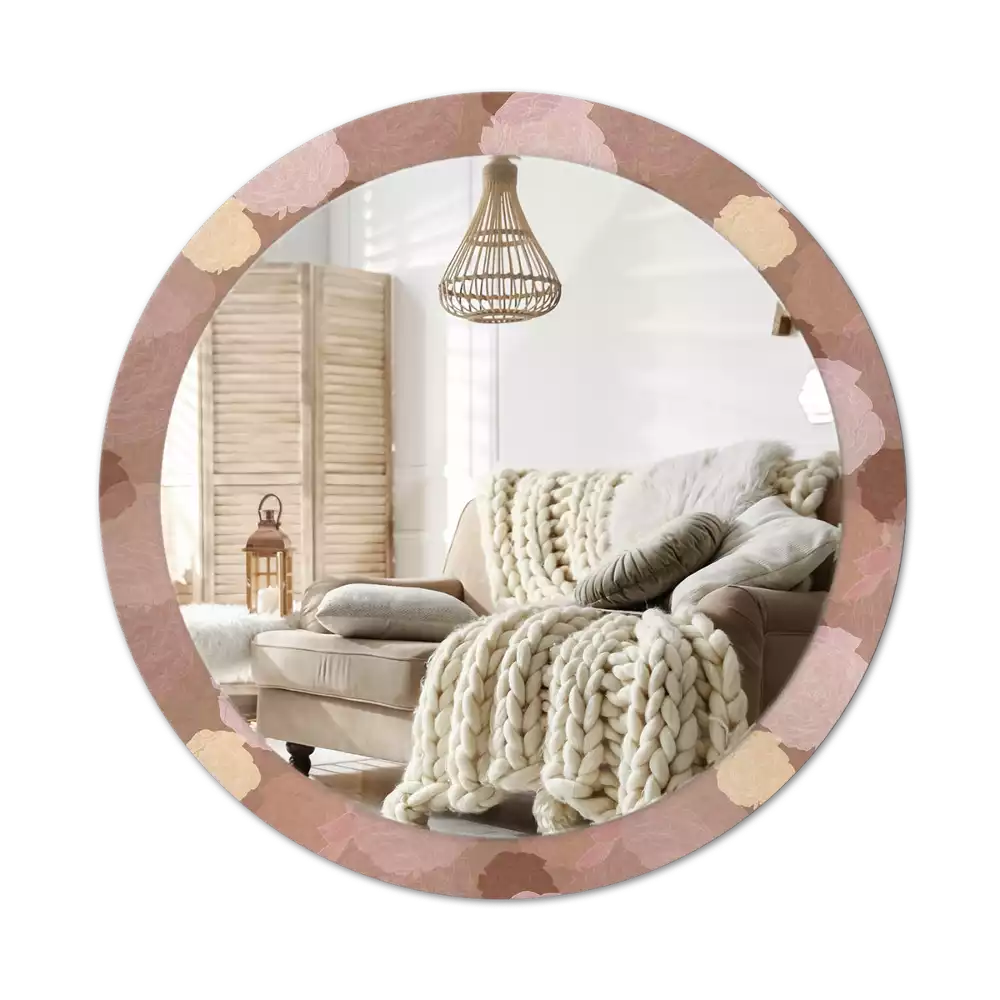 Espejo redondo estampado Composición de rosas