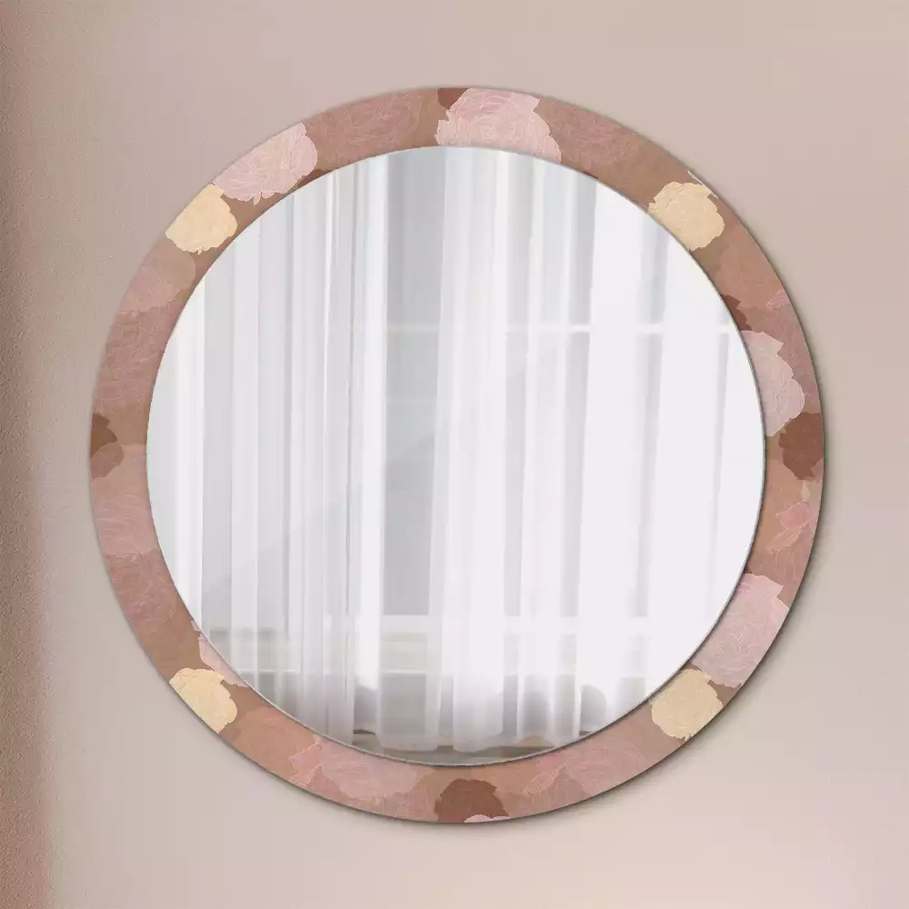 Espejo redondo estampado Composición de rosas