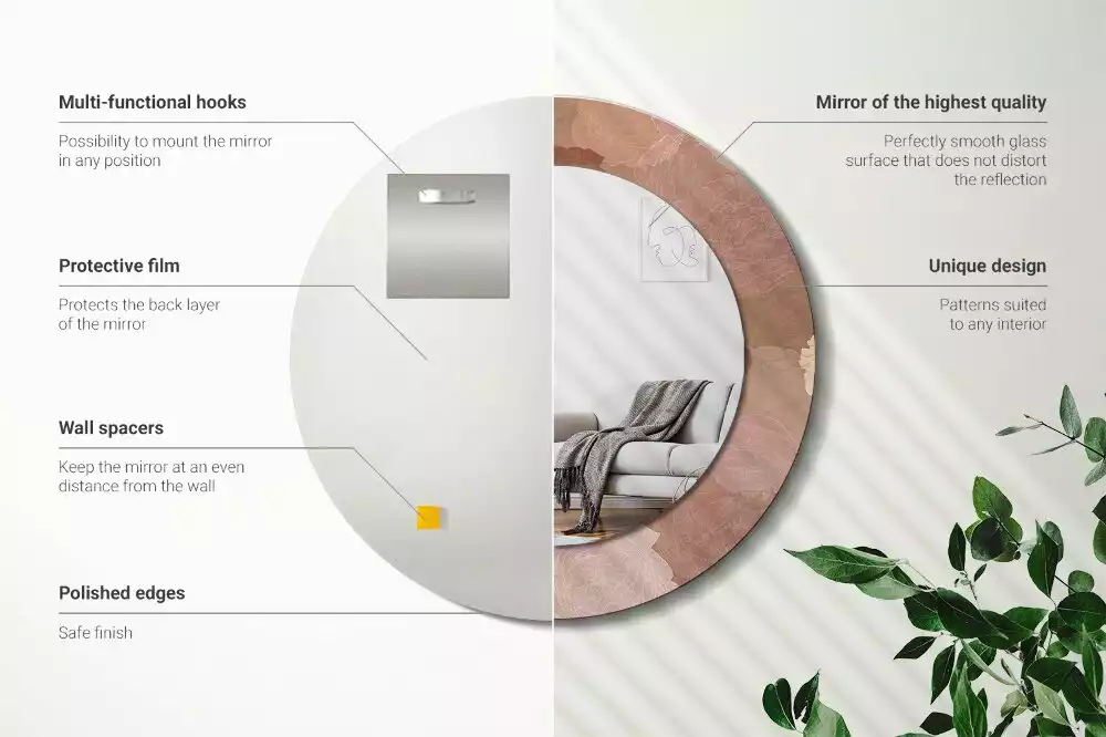 Espejo redondo estampado Composición de rosas