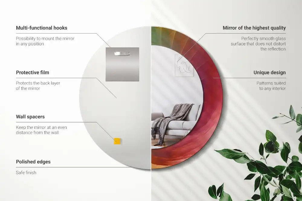 Espejo redondo estampado Paleta de colores