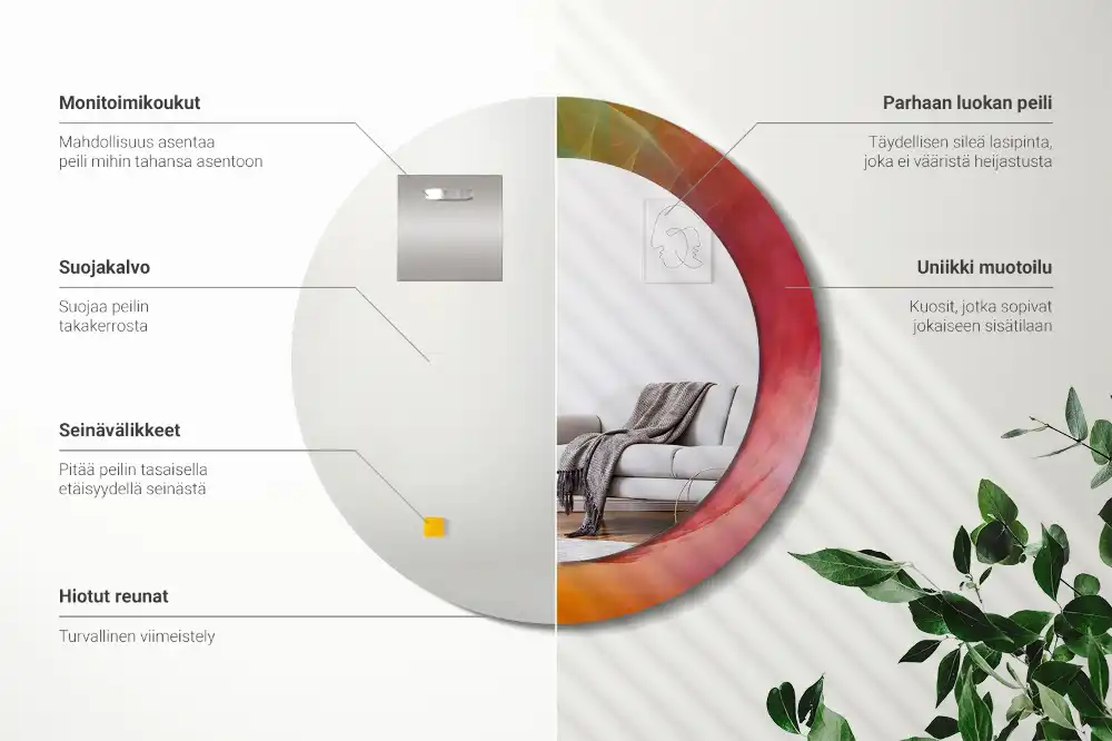 Espejo redondo estampado Paleta de colores