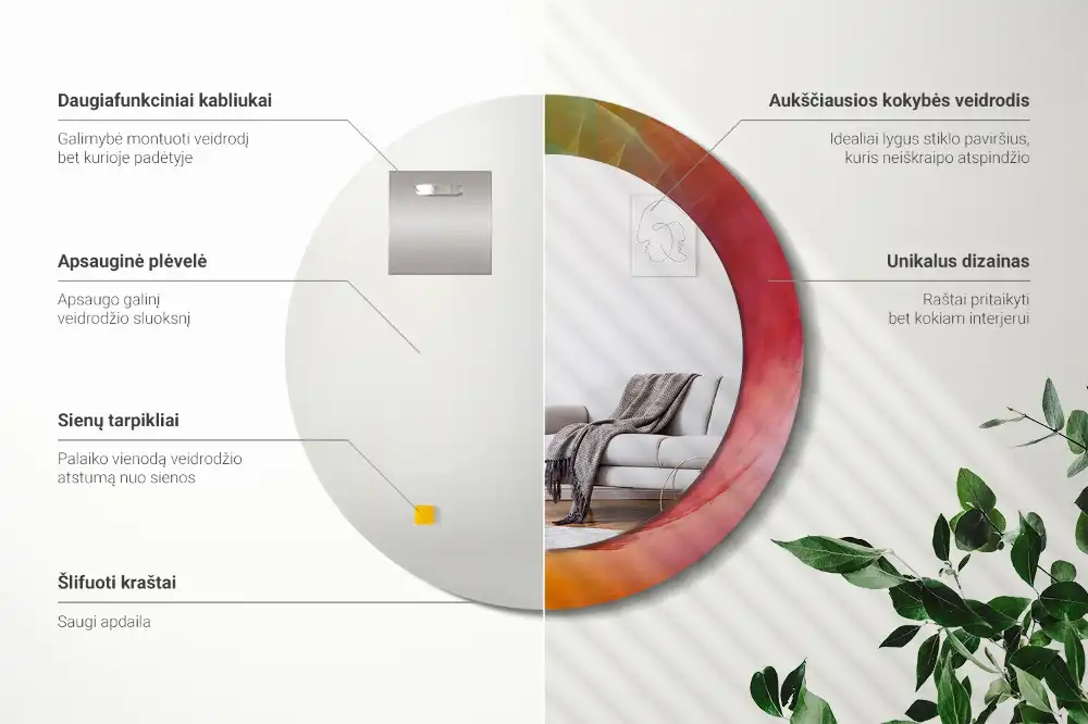 Espejo redondo estampado Paleta de colores