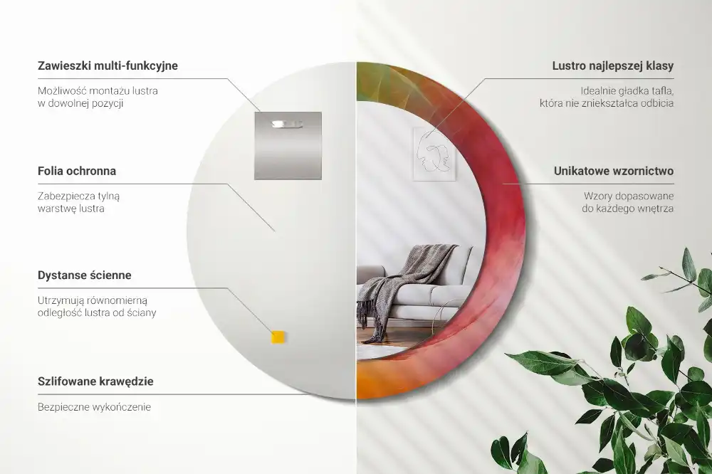 Espejo redondo estampado Paleta de colores