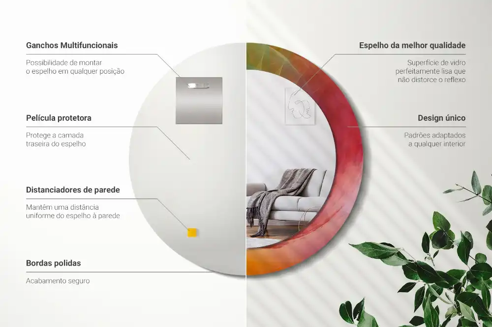 Espejo redondo estampado Paleta de colores