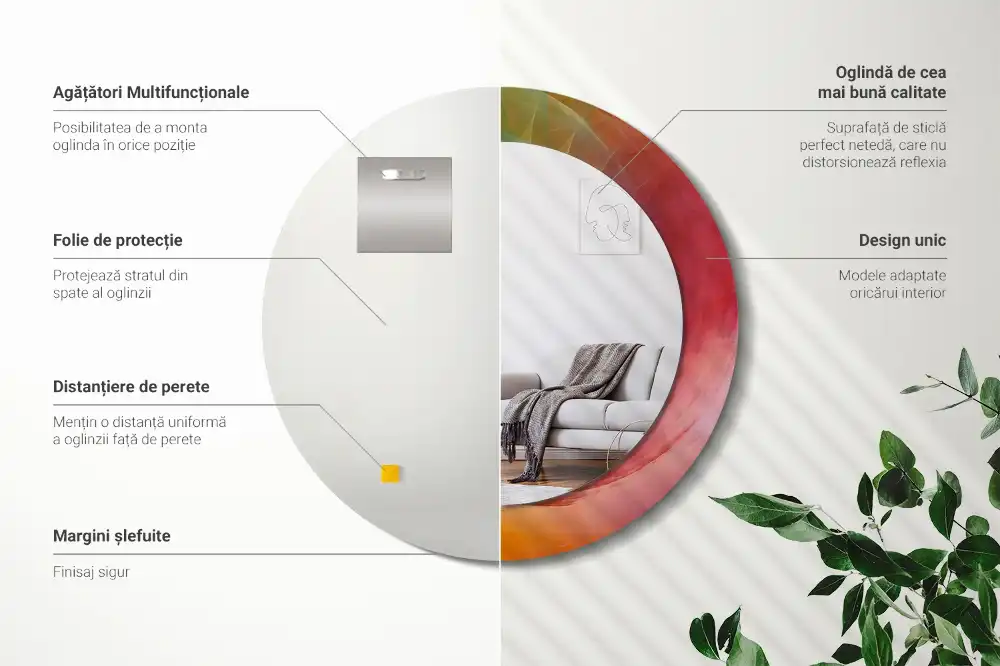 Espejo redondo estampado Paleta de colores