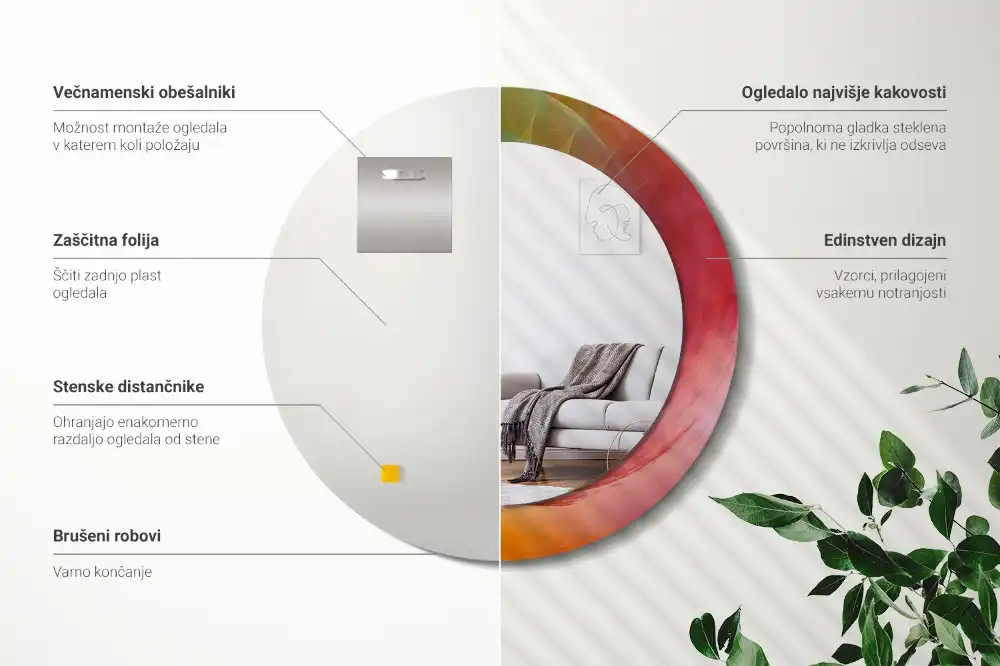 Espejo redondo estampado Paleta de colores