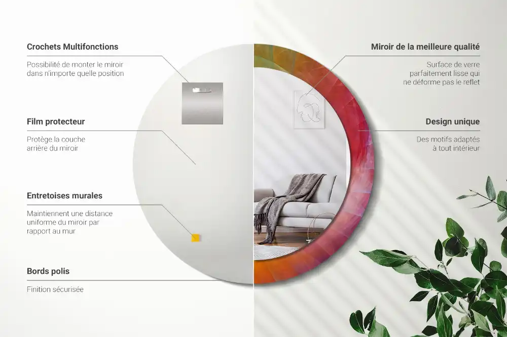 Espejo redondo estampado Paleta de colores