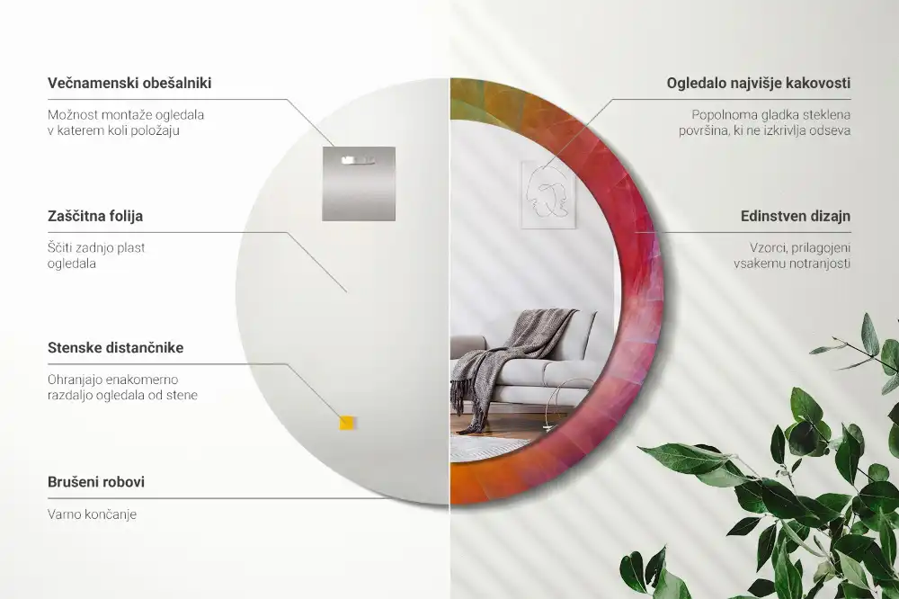 Espejo redondo estampado Paleta de colores