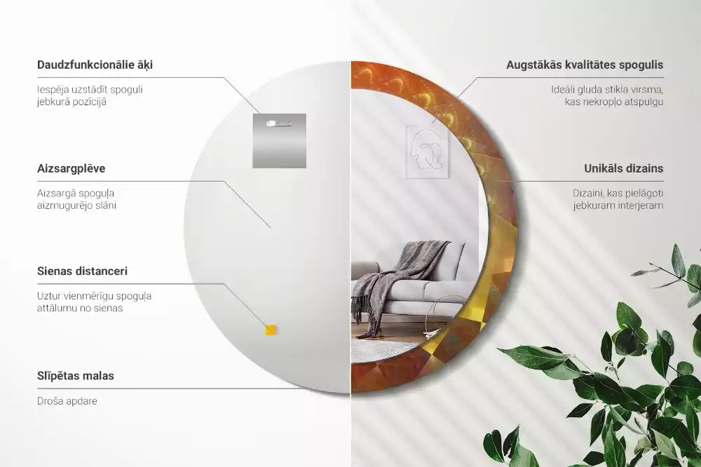 Espejo redondo impreso Abstracción en espiral