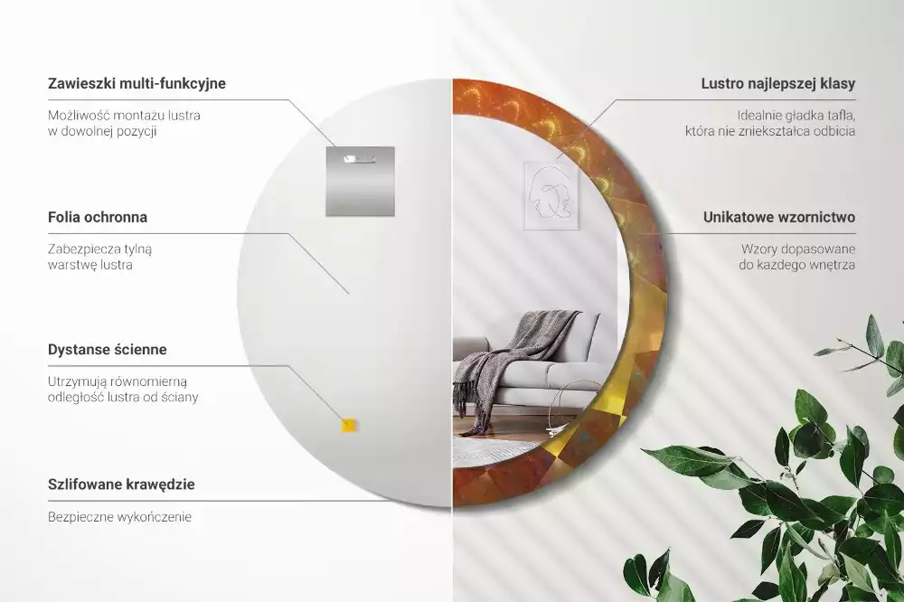 Espejo redondo impreso Abstracción en espiral