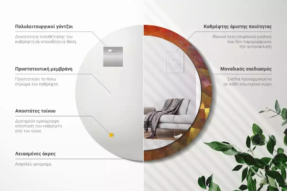 Espejo redondo impreso Abstracción en espiral