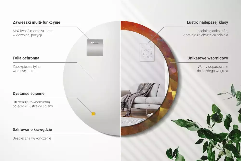 Espejo redondo impreso Abstracción en espiral