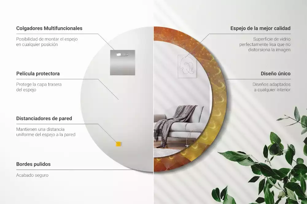 Espejo redondo impreso Abstracción en espiral