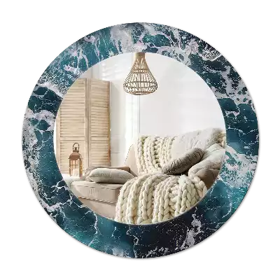Espejo redondo con decoración Mar tempestuoso