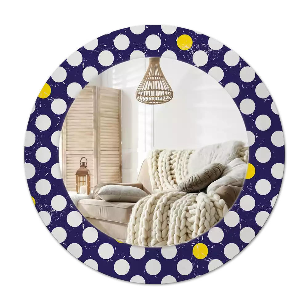 Espejo redondo estampado Lunares retro