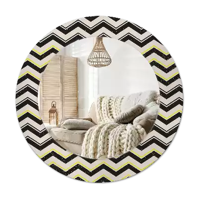 Espejo redondo con decoración Patrón en zigzag