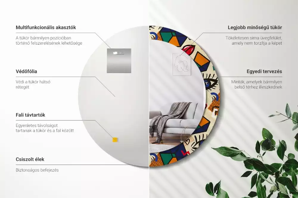 Espejo redondo estampado Estilo pop art