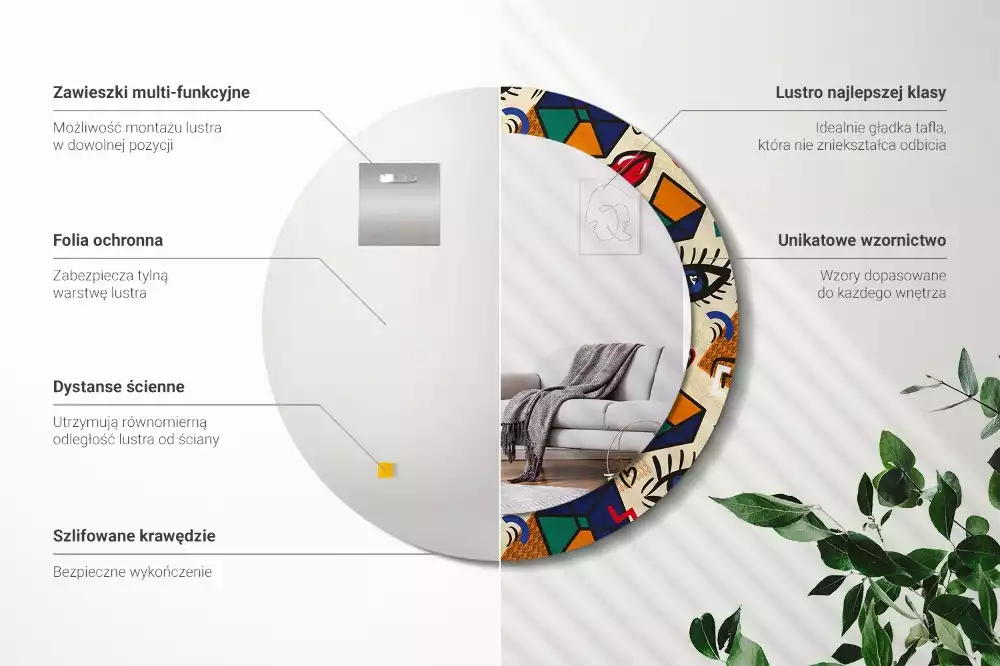 Espejo redondo estampado Estilo pop art