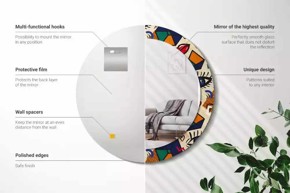 Espejo redondo estampado Estilo pop art