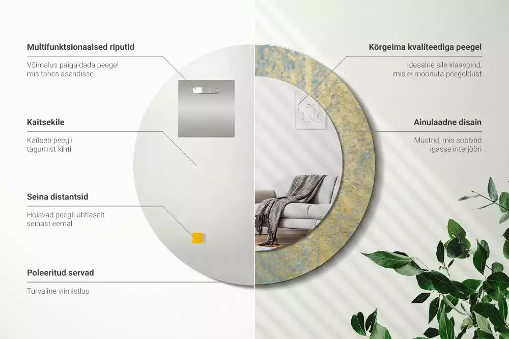 Espejo redondo impreso Patrón de loft