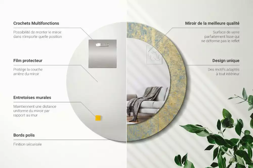 Espejo redondo impreso Patrón de loft