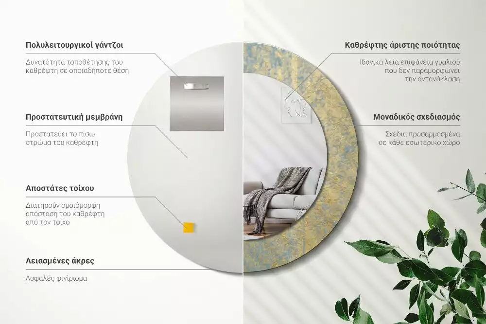 Espejo redondo impreso Patrón de loft