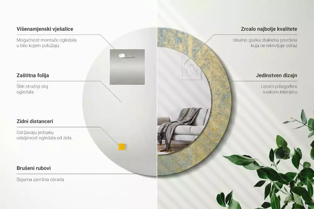 Espejo redondo impreso Patrón de loft