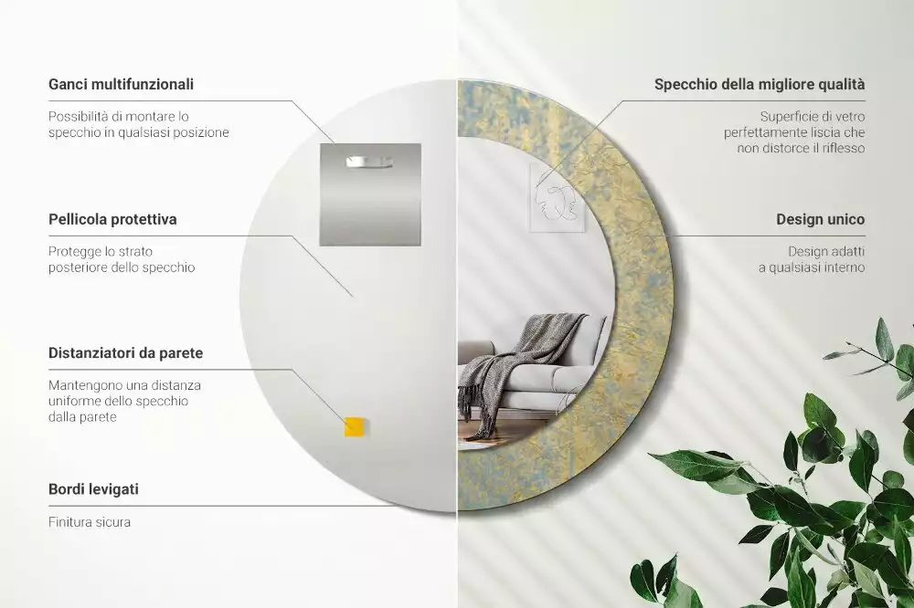 Espejo redondo impreso Patrón de loft