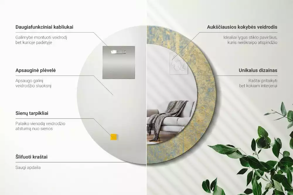 Espejo redondo impreso Patrón de loft