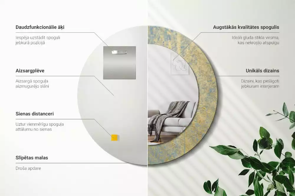 Espejo redondo impreso Patrón de loft